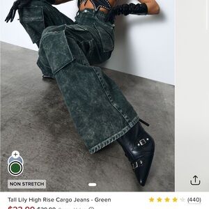 Fashion Nova Green Flare Wide Leg Jeans